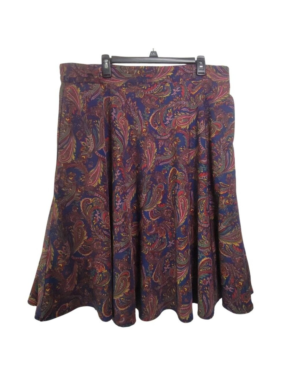 ModCloth Paisley Print Flowy Midi Skirt 1X Blue Red Multicolor Retro Cottage